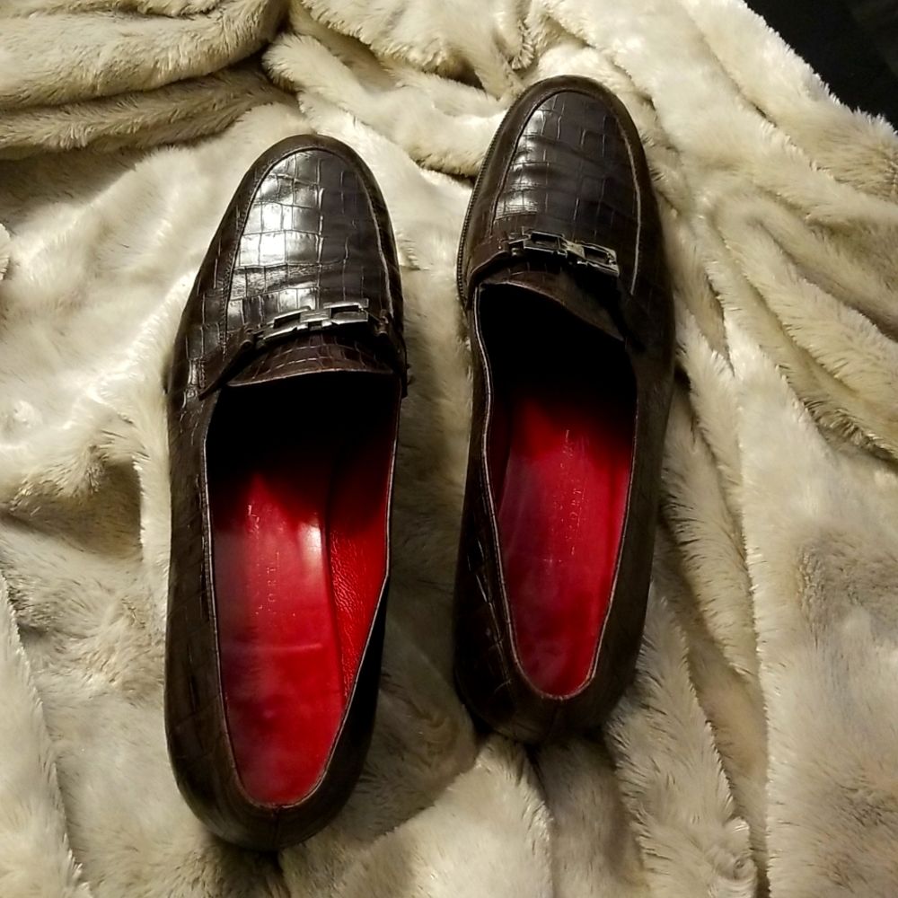 Salvatore Ferragamo Croc Embossed Loafers